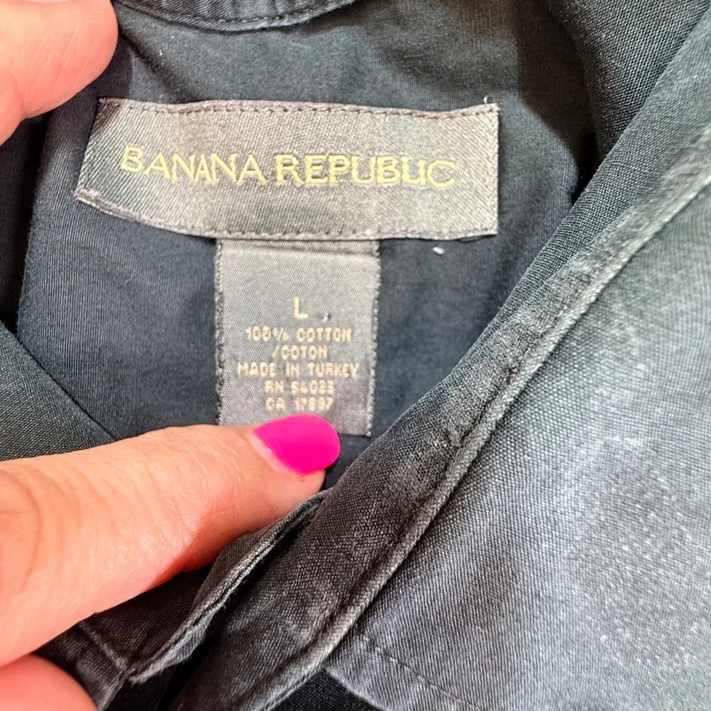 Banana‎ Republic Mens Large Gray Cotton Button Down Shirt Long Sleeve 714999-00